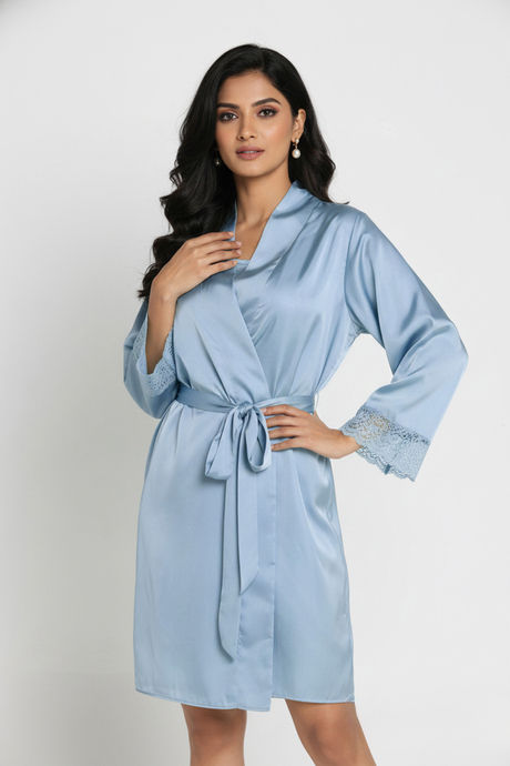 Zivame Luxe Satin 5 Pc Sleep Set - Windward Blue — image 3